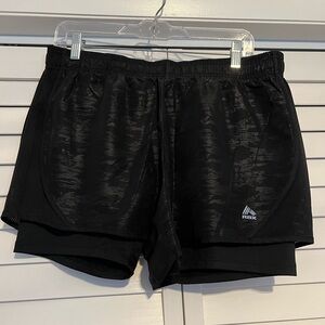 RBX Black Athletic Shorts Double-Layered Design Sz L